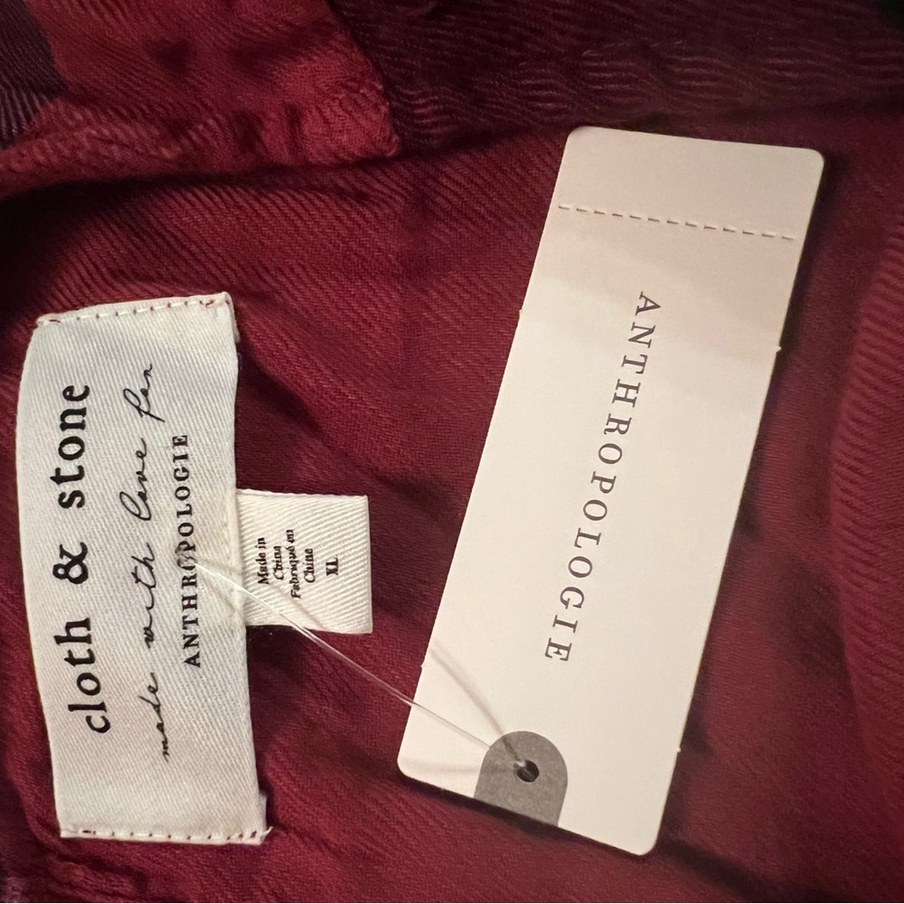 Anthropologie cloth and stone red & black plaid flannel dress xl super soft nwt - Picture 6 of 7